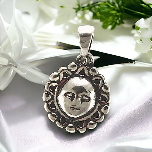 Sun Pendant Necklace - 925 Sterling Silver With Natural Cognac Amber - Snake Chain
