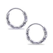 Taraash 925 Sterling Silver Texture Hoop For Girls - Taraash