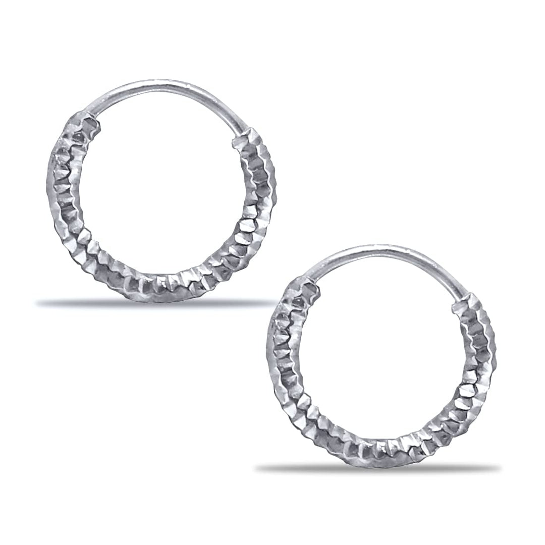 Taraash 925 Sterling Silver Texture Hoop For Girls - Taraash