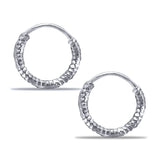 Taraash 925 Sterling Silver Texture Hoop For Girls - Taraash