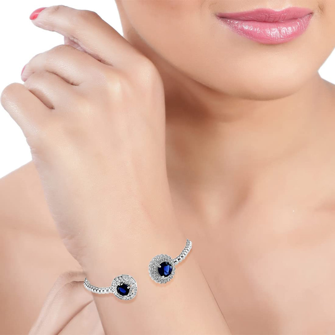 Taraash 925 Sterling Silver Top openable CZ Bangle For Women - Taraash