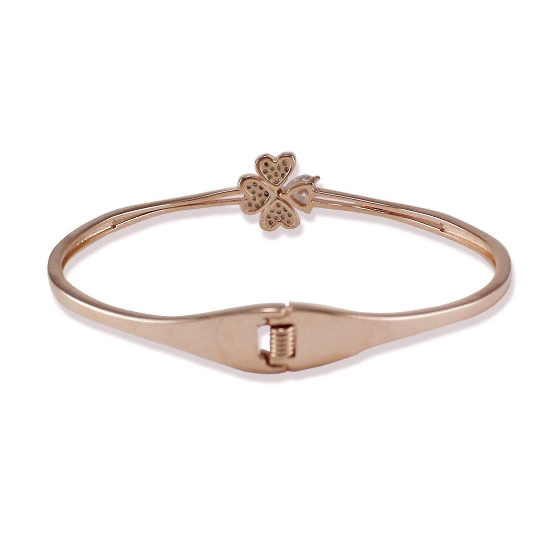 Taraash 925 Sterling Silver Top openable Rose Gold Heart CZ Bangle For Women - Taraash