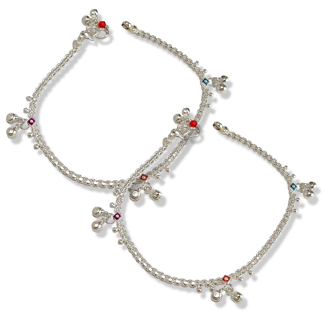 Taraash 925 Sterling Silver Traditional Ghungroo Style Anklets For Women - Taraash