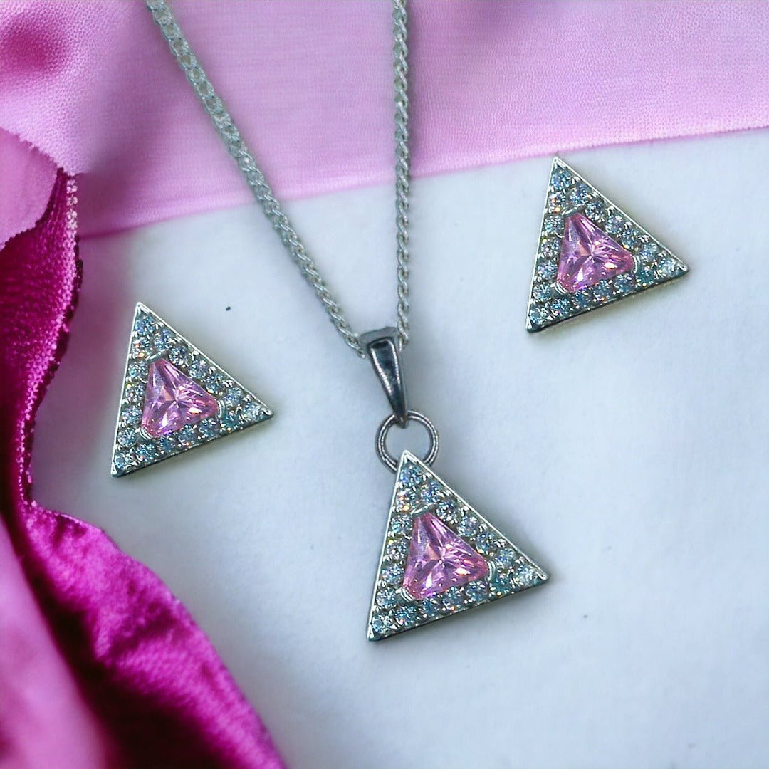 Taraash 925 Sterling Silver Triangle Shape CZ Jewellery Sets For Women - Taraash