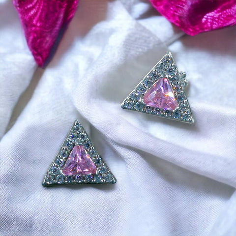 Taraash 925 Sterling Silver Triangle Shape Stud Earrings For Women - Taraash