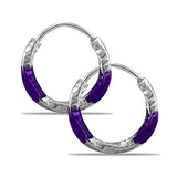 Taraash 925 Sterling Silver Violet Enamel Hoops For Girls - Taraash