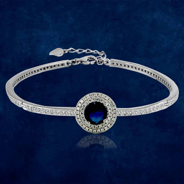Taraash 925 Sterling Silver White And Blue CZ Studded Bangle For Women - Taraash