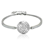 Taraash 925 Sterling Silver White Cz Fancy Round shape Bangle For Women | Openable Kada - Taraash