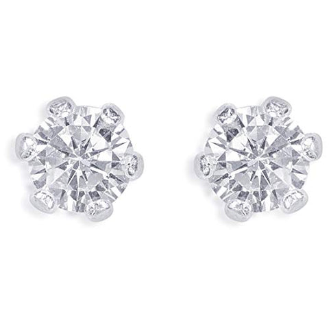 Taraash 925 Sterling Silver White Cz Stud Earrings CBER167I-01 - Taraash