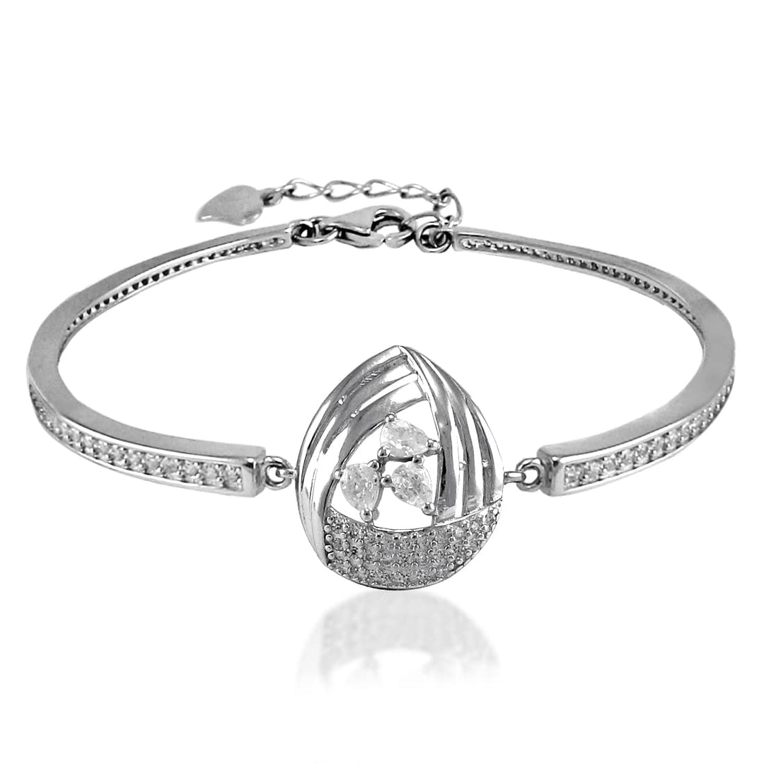 Taraash 925 Sterling Silver White CZ Tear Drop Bangle For Women - Taraash