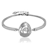 Taraash 925 Sterling Silver White CZ Tear Drop Bangle For Women - Taraash