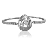 Taraash 925 Sterling Silver White CZ Tear Drop Bangle For Women - Taraash