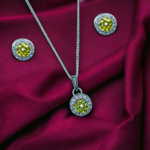 Taraash 925 Sterling Silver Yellow CZ Jewellery Set For Women - Taraash
