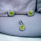 Taraash 925 Sterling Silver Yellow CZ Pendant Set For Women - Taraash