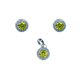 Taraash 925 Sterling Silver Yellow CZ Pendant Set For Women - Taraash