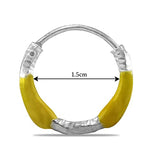 Taraash 925 Sterling Silver Yellow Enamel Hoops For Girls - Taraash