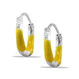 Taraash 925 Sterling Silver Yellow Enamel Hoops For Girls - Taraash
