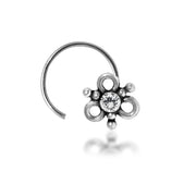 Taraash 925 Sterling White Stone Nosepin | Silver Nosepin | Silver Nosepin For Women - Taraash