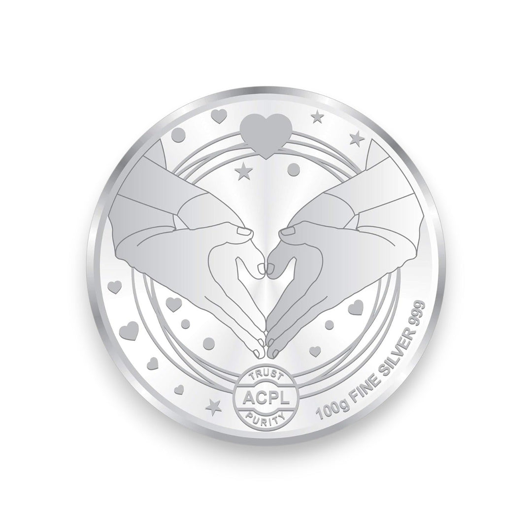 Taraash 999 Congratuations 100 gm Blue Enamel With Star And Cute Couple Coin For Gifting By ACPL - Taraash