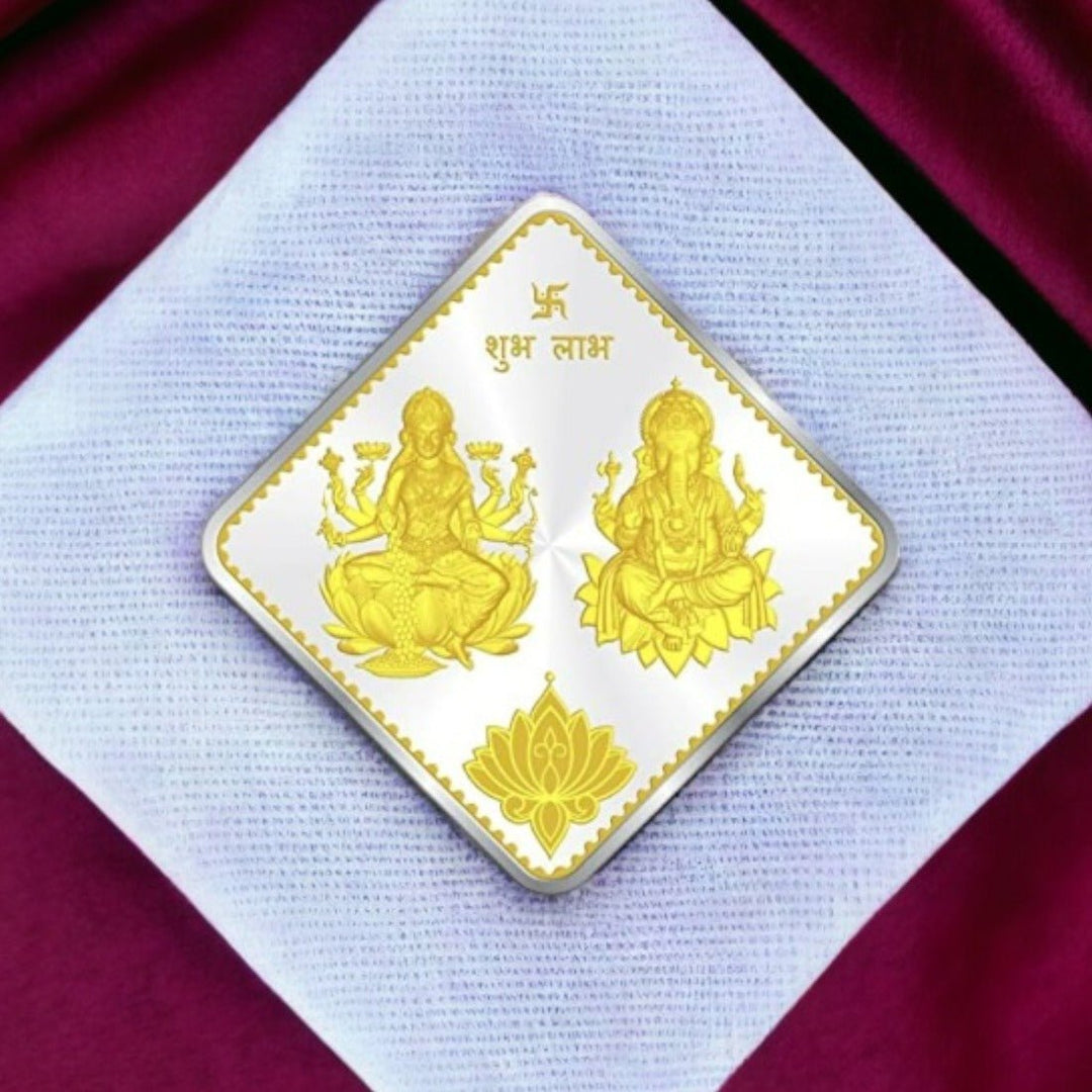 Taraash 999 Gold Plated Lakshmi Ganesh 10 gm Silver Coin By ACPL - Taraash