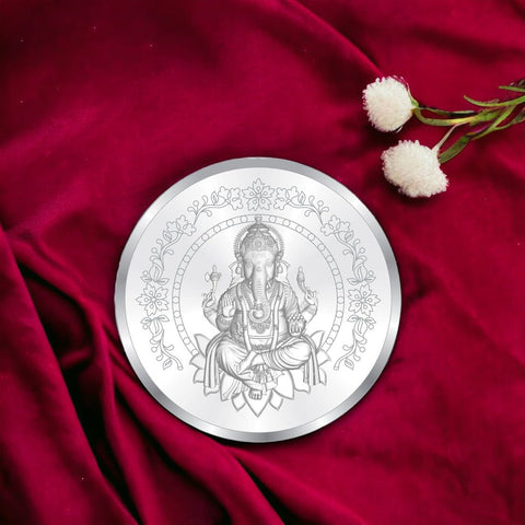 Taraash 999 Purity 10 gram Plain Lord Ganesh Silver Coin By ACPL - Taraash