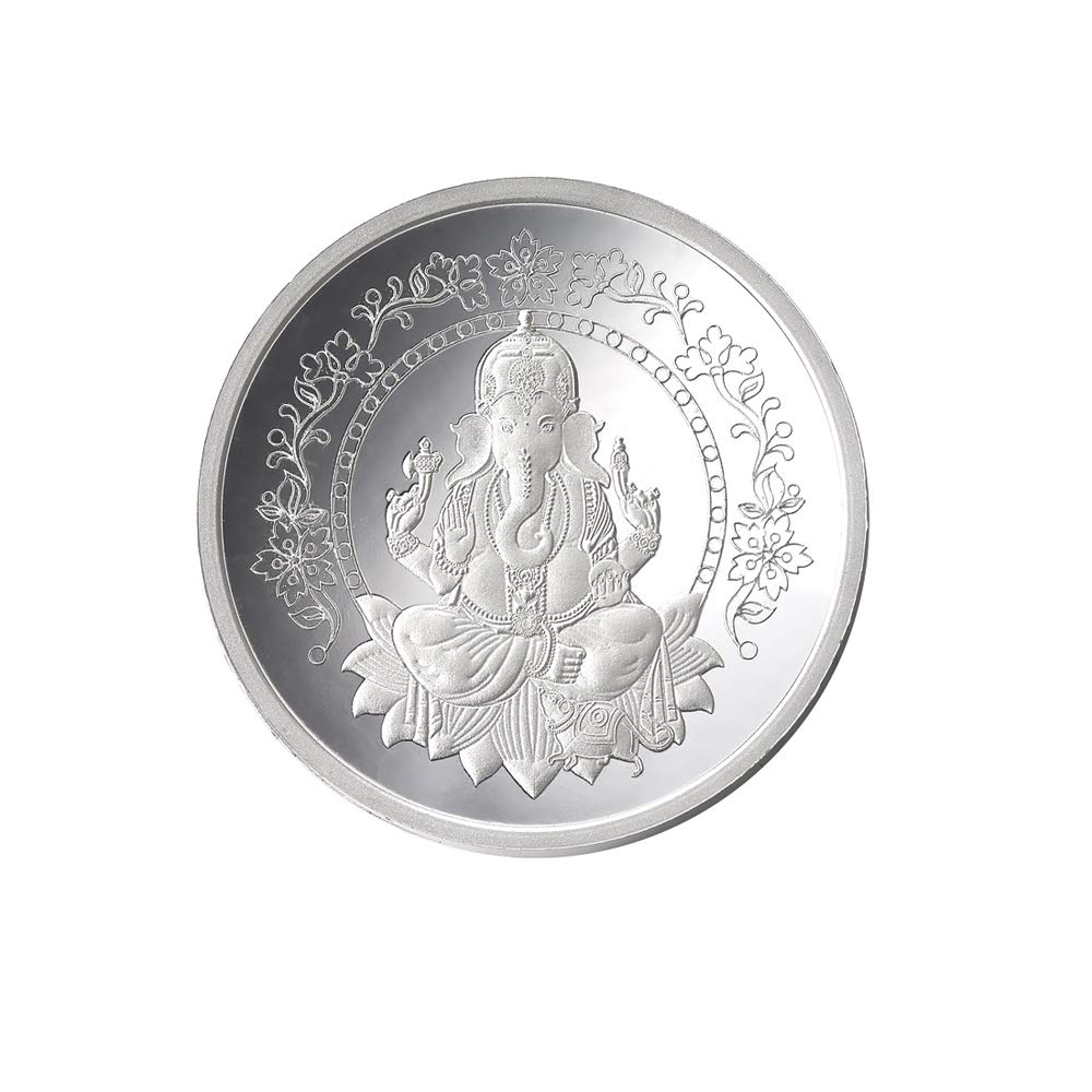 Taraash 999 Purity 10 gram Plain Lord Ganesh Silver Coin With Gift Packaging By ACPL - Taraash