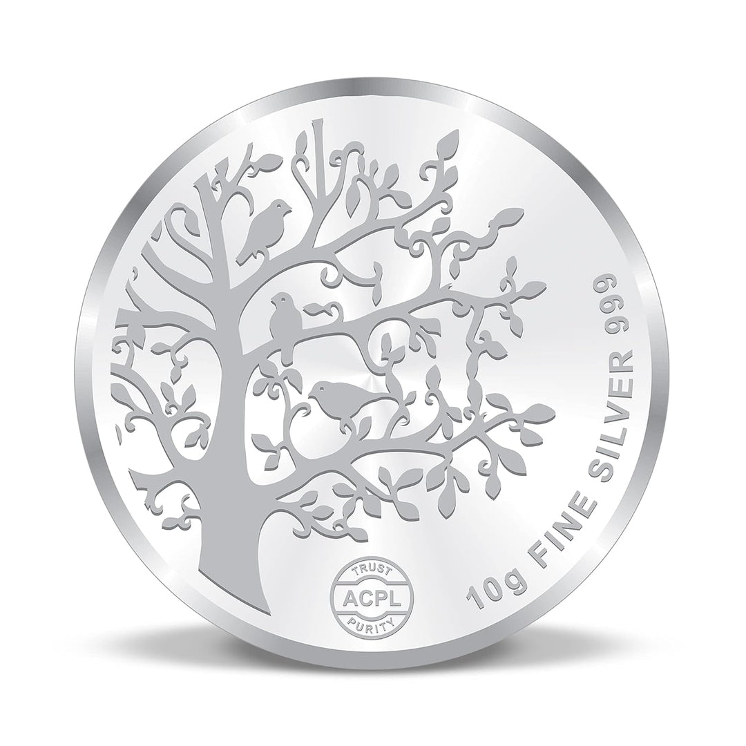 Taraash 999 Purity 10 grams Banyan Tree Silver Coin By ACPL - Taraash