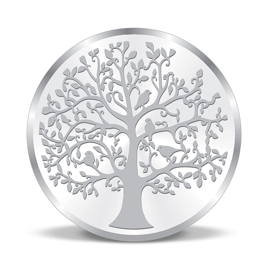 Taraash 999 Purity 10 grams Banyan Tree Silver Coin With Packaging By ACPL - Taraash