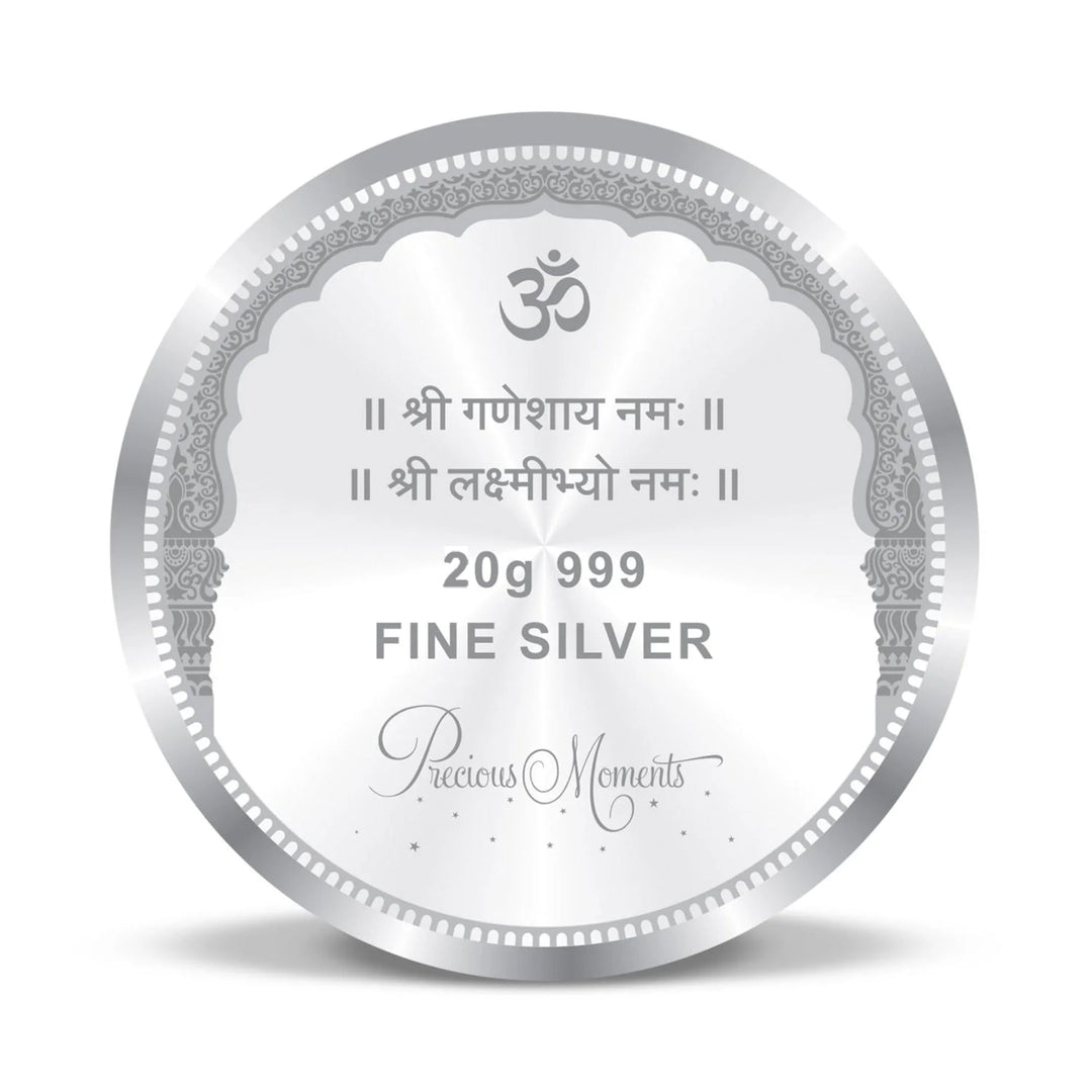 Taraash 999 Purity 20 gm Lakshmi Ganesh Silver Coin By ACPL - Taraash