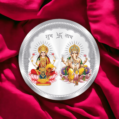 Taraash 999 Purity 20 gm Lakshmi Ganesh Silver Coin By ACPL - Taraash