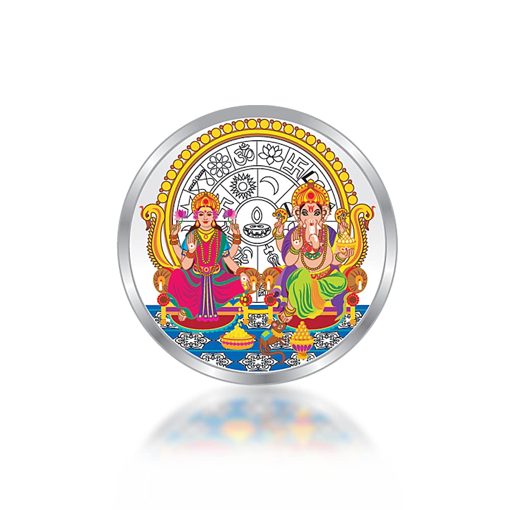 Taraash 999 Purity 20 gm Laxmi Ganesh Silver Coin With Packaging By ACPL - Taraash