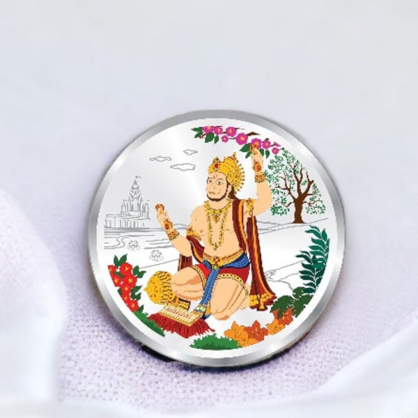 Taraash 999 Purity 20 gm Lord Hanuman Silver Colour Coin By ACPL - Taraash