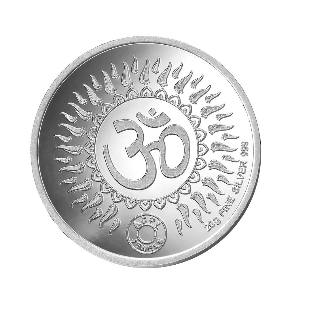 Taraash 999 Purity 20 gram Colorful Lord Ganesh Silver Coin With Gift Packaging By ACPL - Taraash