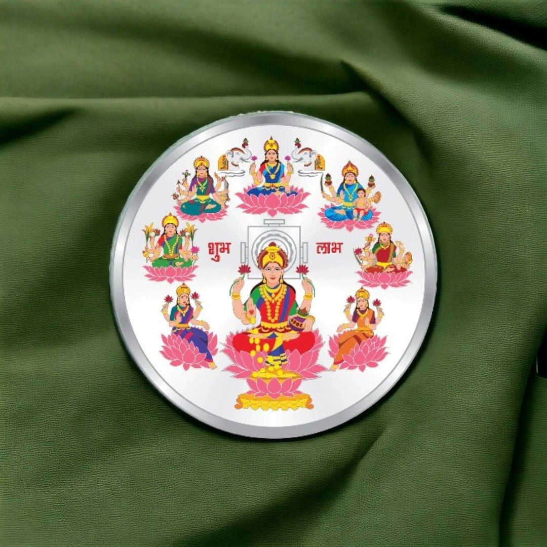 Taraash 999 Purity 20 gram Goddess Ashtalakshmi Coin | Silver Coin | Coin For Gifting - Taraash