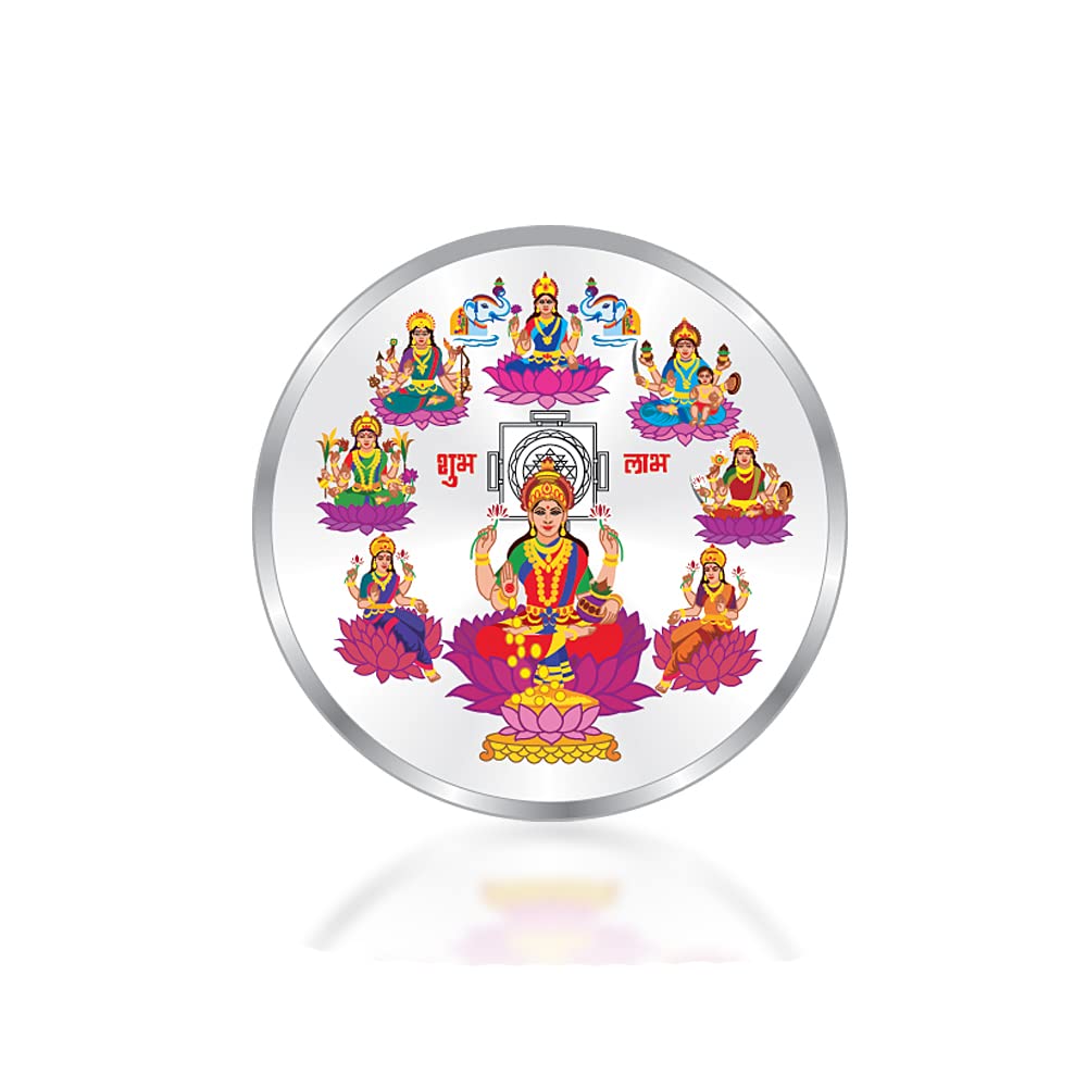 Taraash 999 Purity 20 gram Goddess Ashtalakshmi Coin With Packaging By ACPL | Silver Coin | Coin For Gifting - Taraash