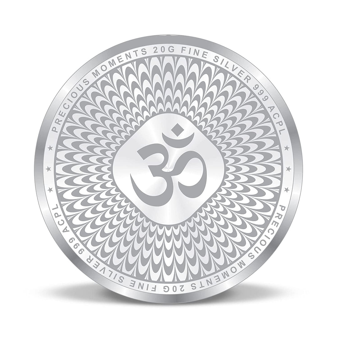 Taraash 999 Purity 20 grams Laxmi Ganesh Saraswati Silver Coin With Packaging By ACPL - Taraash