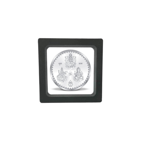 Taraash 999 Purity 20 grams Laxmi Ganesh Saraswati Silver Coin With Packaging By ACPL - Taraash