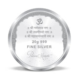 Taraash 999 Purity 20 grams Laxmi Ganesha Saraswati Silver Coin By ACPL - Taraash