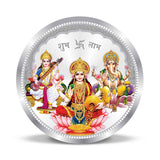 Taraash 999 Purity 20 grams Laxmi Ganesha Saraswati Silver Coin By ACPL - Taraash