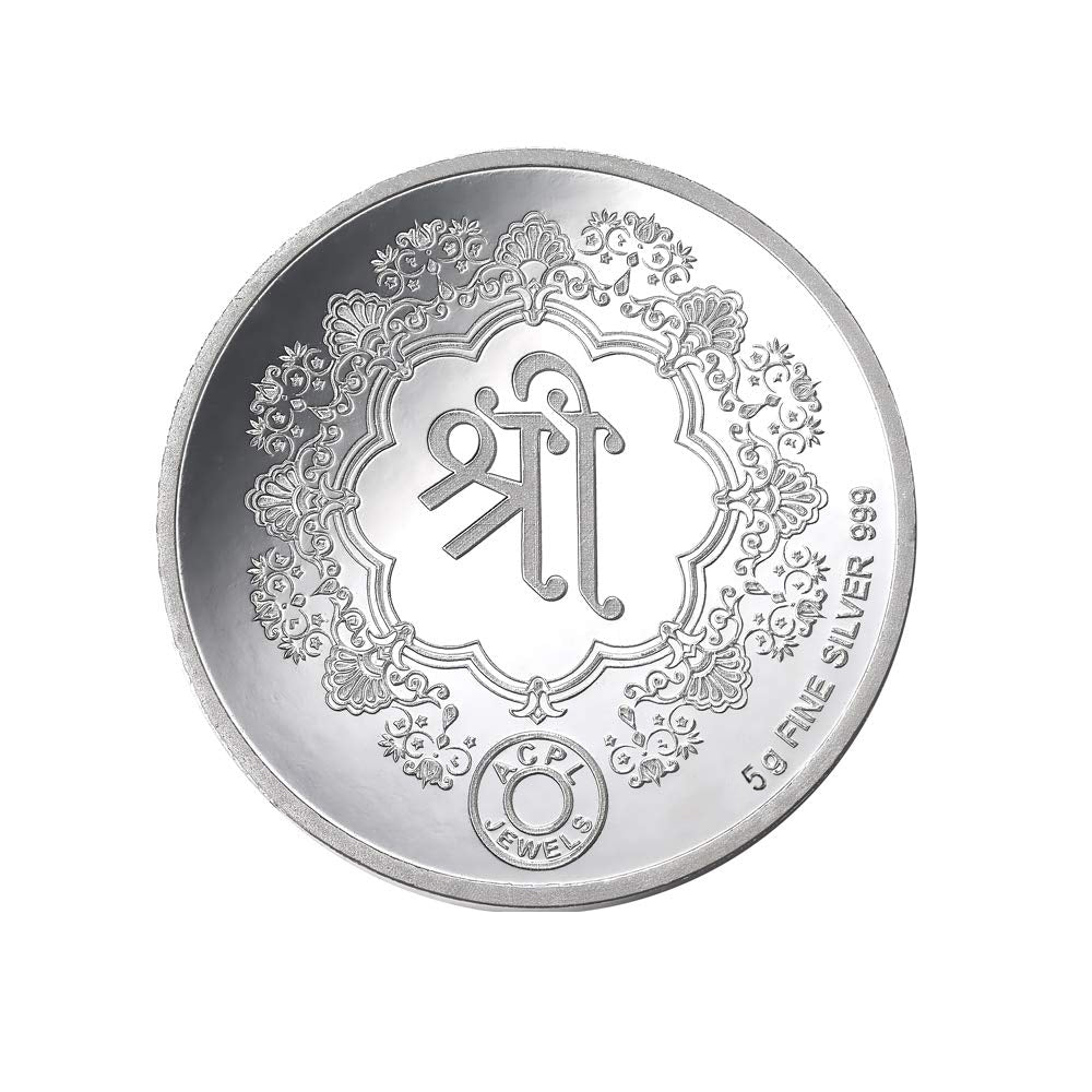 Taraash 999 Purity 5 grams Trimurti Silver Coin With Packaging By ACPL - Taraash