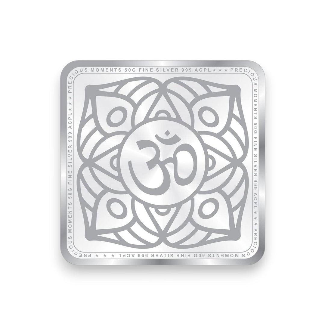 Taraash 999 Purity 50 gm Lakshmi Ganesha Silver Coin By ACPL - Taraash