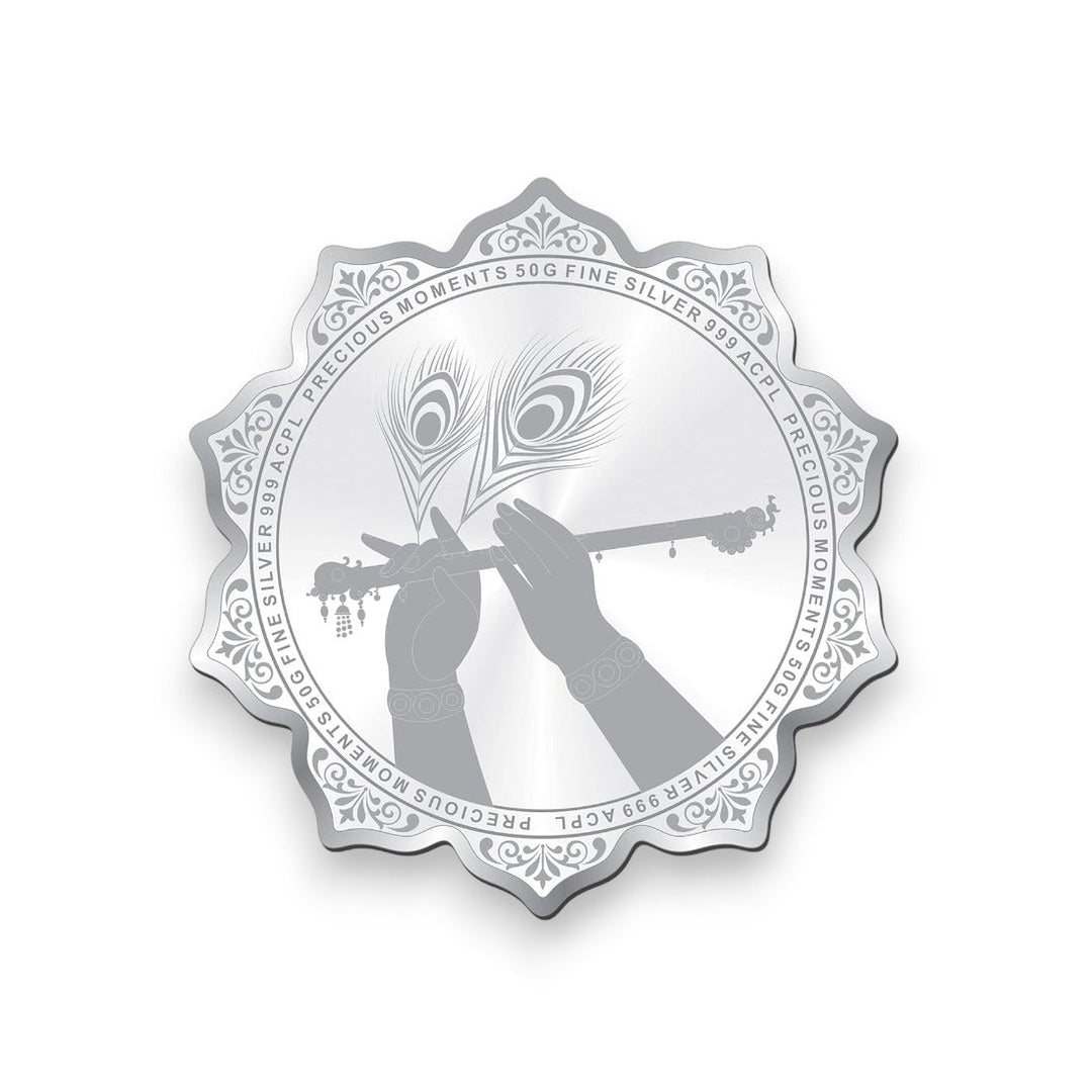 Taraash 999 Purity 50 gm Radha Krishna Silver Coin By ACPL - Taraash