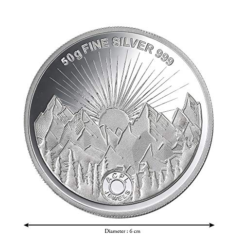 Taraash 999 Purity 50 gm Sunrise Gayatri Mantra Silver Coin By ACPL - Taraash