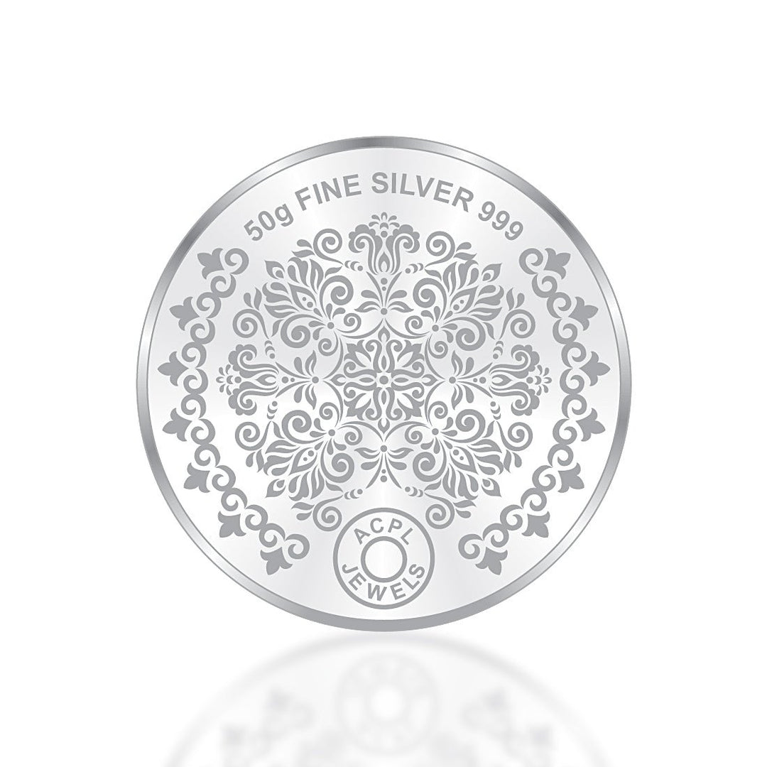 Taraash 999 Purity 50 Gram Flower Bouquet Coin |50 gm Silver Coin | Coin For Gifting | Corporate Gifting Coin - Taraash
