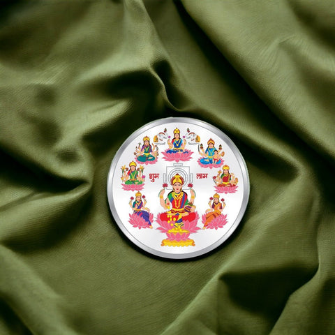 Taraash 999 Purity 50 Gram Goddess Ashtalakshmi Coin | Silver Coin | Coin For Gifting - Taraash
