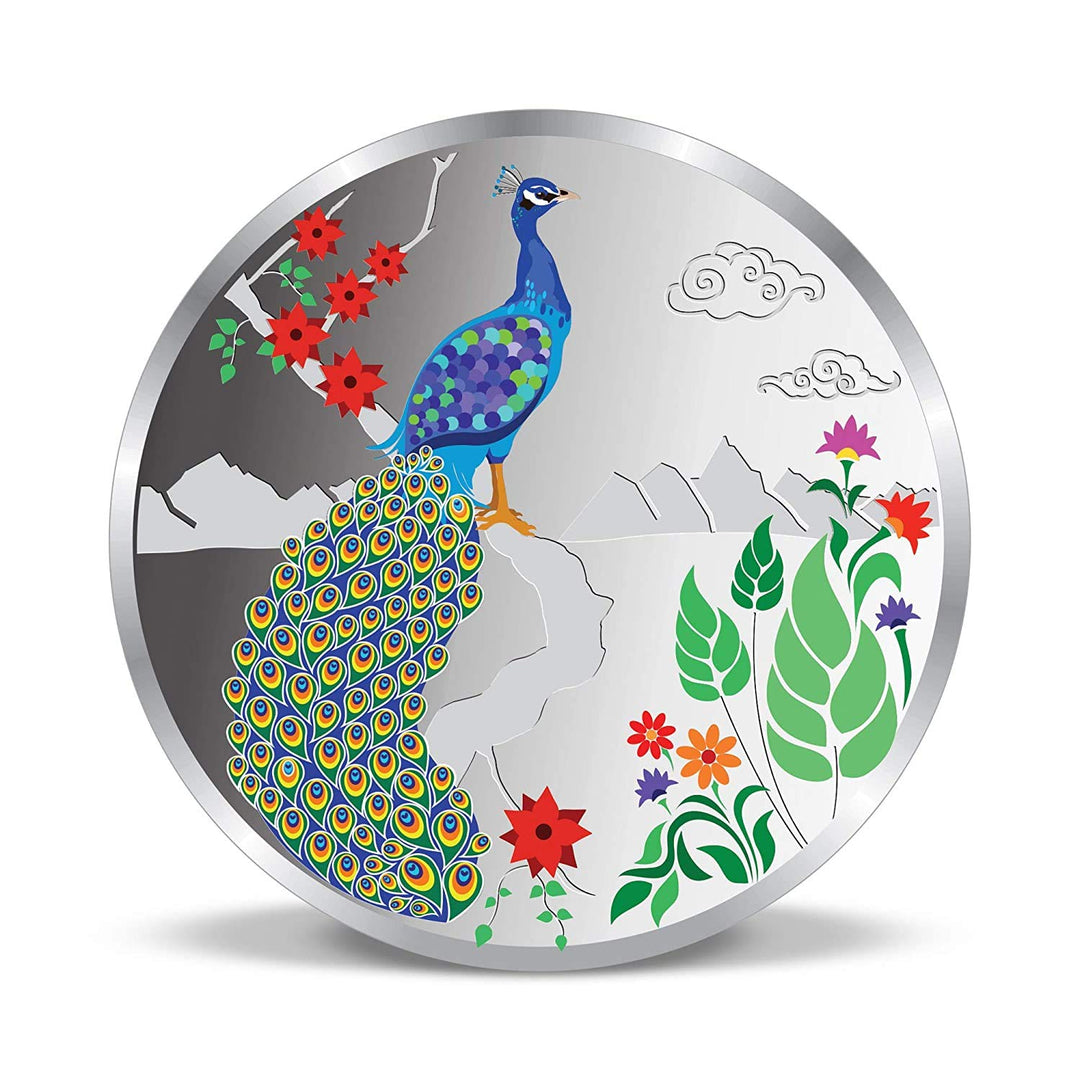 Taraash 999 Purity 50 Gram Peacock Silver Coin By ACPL - Taraash