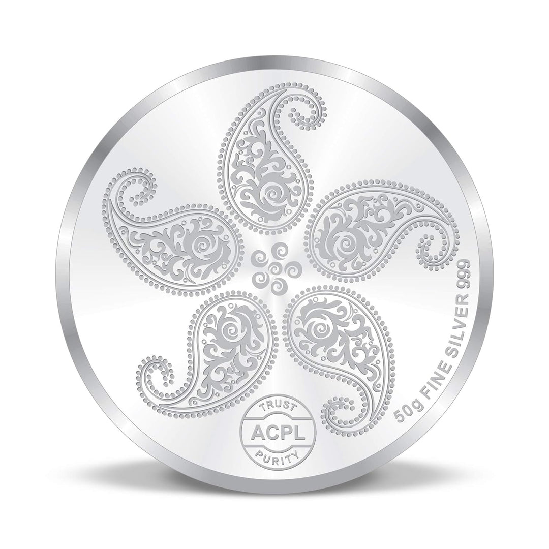 Taraash 999 Purity 50 Gram Peacock Silver Coin By ACPL - Taraash