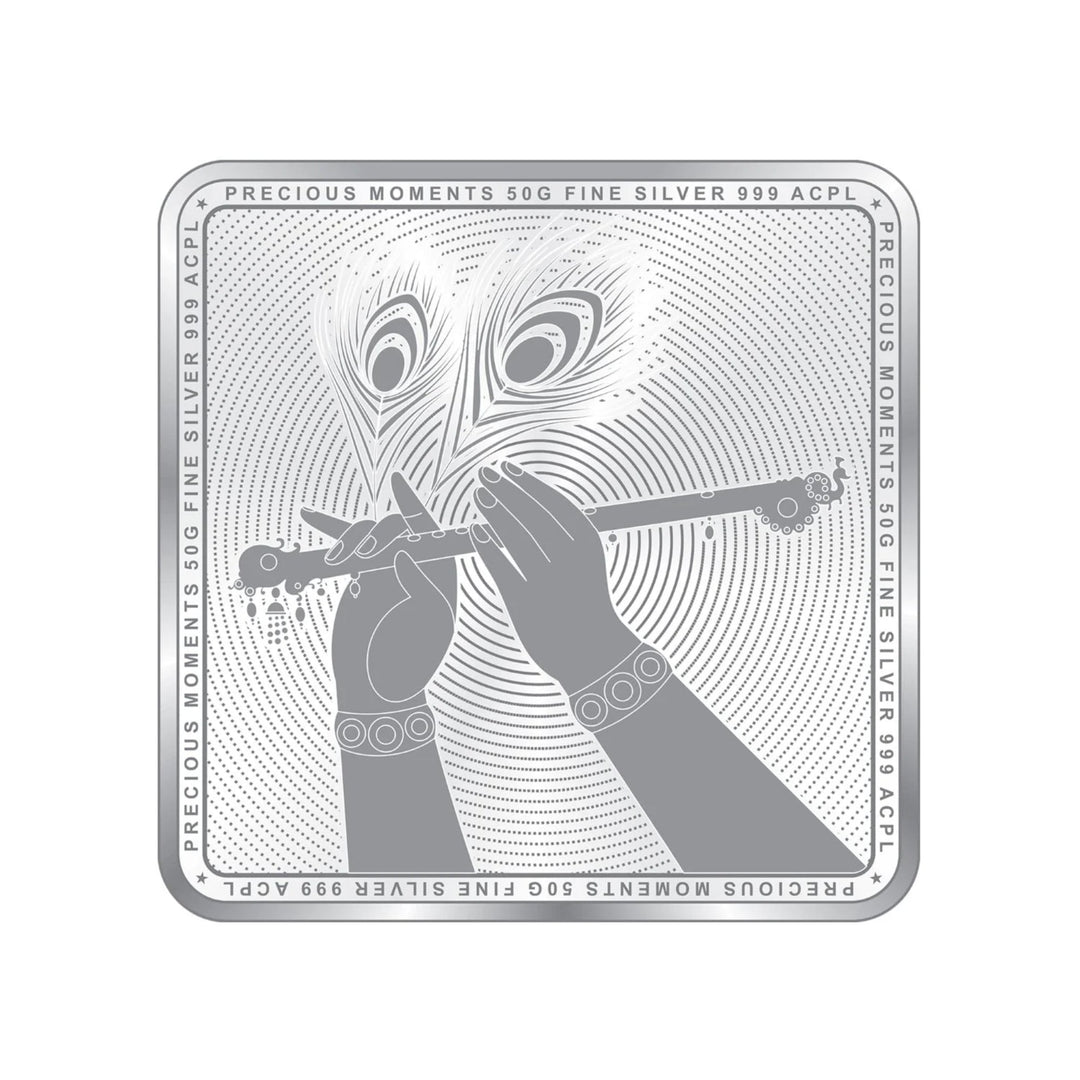 Taraash 999 Purity 50 grams Radha Krishna Silver Coin By ACPL - Taraash