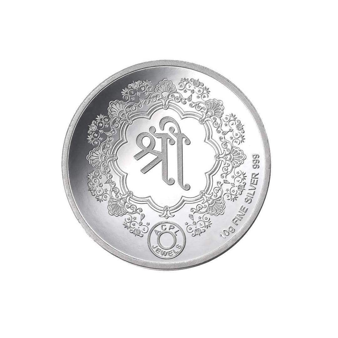 Taraash 999 Silver 10 gram Goddess Ashta Lakshmi Coin With Gift Packaging By ACPL - Taraash