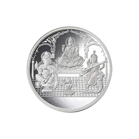 Taraash 999 Silver 10 gram Laxmi, Ganesh & Saraswati Coin By ACPL - Taraash